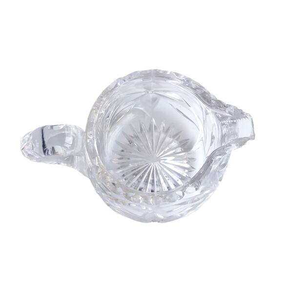 Vintage Cut Crystal Sugar Bowl Creamer Bowl Floral Star Etched Clear Glass MCM - Picture 12 of 14